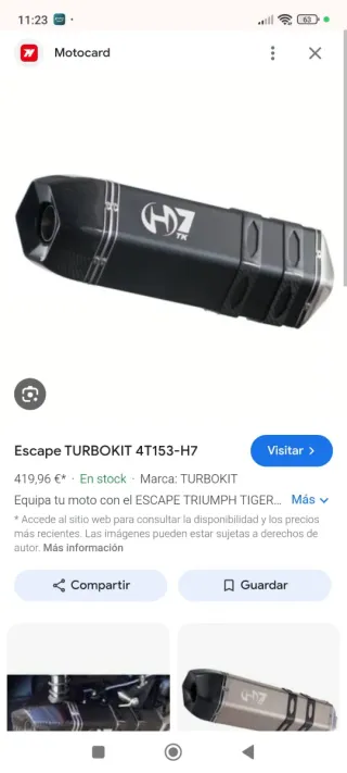 Tubo de escape moto