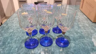 Juego 6 copas cristal azul
