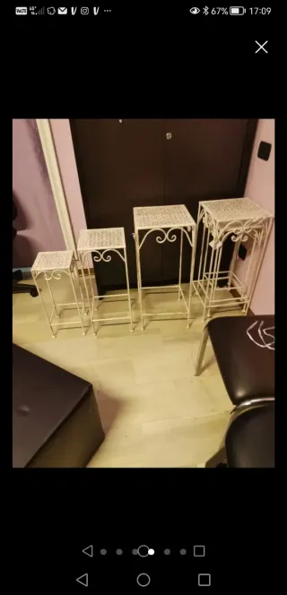 Set di 6 composizioni tavolini in ferro bianco