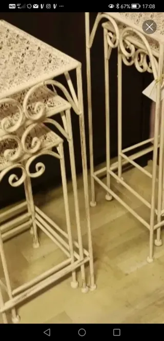 Set di 6 composizioni tavolini in ferro bianco