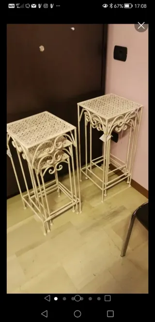 Set di 6 composizioni tavolini in ferro bianco