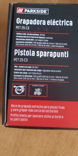 Pistola grapadora eléctrica Parkside PET 25 C3