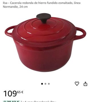 Cacerola  Hierro Fundido Roja 24cm