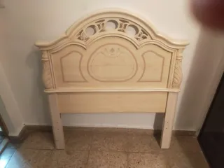 2 Cabeceros de Madera Beige/Rosa