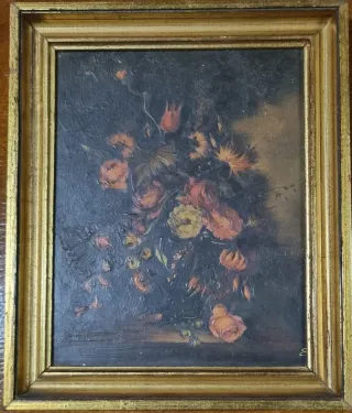 Pintura de flores naturaleza muerta