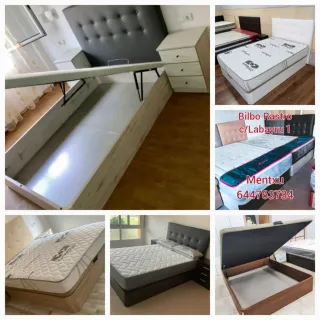 Cama canapé abatible madera y tela