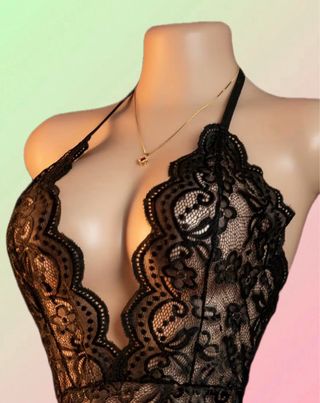 Lencería Sexy Encaje Negro Talla L