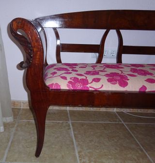 Banco/Sofá de Caoba Retapizado y restaurado