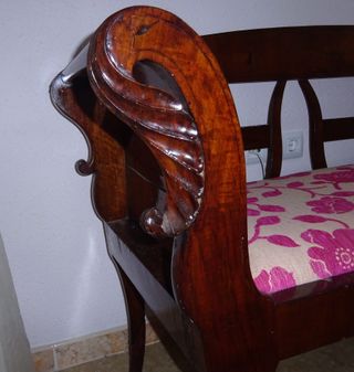 Banco/Sofá de Caoba Retapizado y restaurado