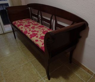 Banco/Sofá de Caoba Retapizado y restaurado