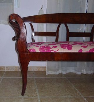 Banco/Sofá de Caoba Retapizado y restaurado