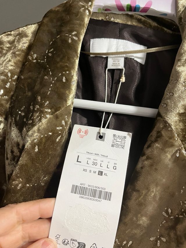 Blazer Zara Terciopelo Hilo Metalizado