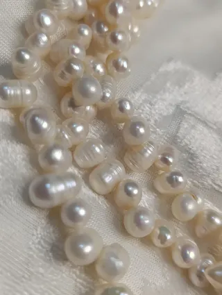 Collar Perlas Agua Dulce Vintage Flor Nácar