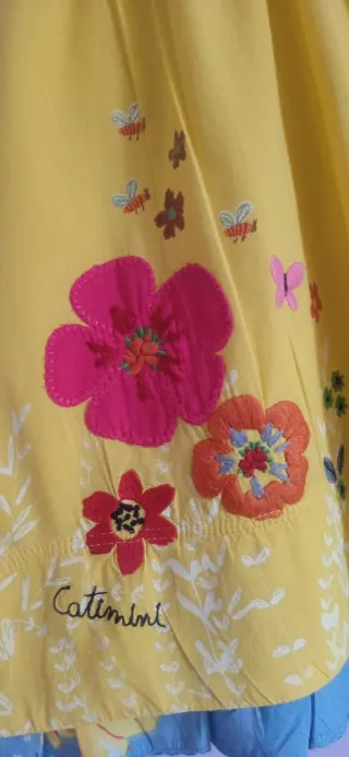 Vestido Catimini amarillo flores y mariposas