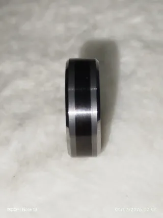 Anillo Tungsteno de Carbono Hombre Negro/Plateado