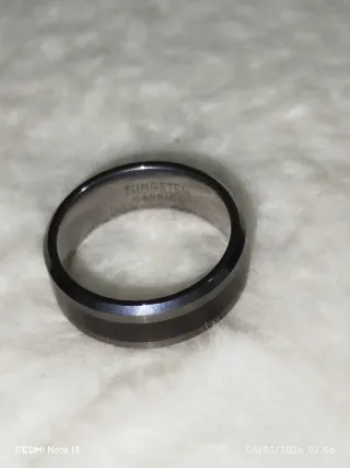 Anillo Tungsteno de Carbono Hombre Negro/Plateado