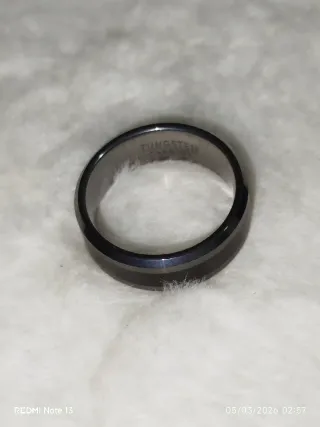 Anillo Tungsteno de Carbono Hombre Negro/Plateado