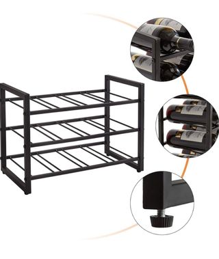 Estante de vino industrial negro