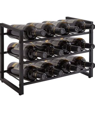 Estante de vino industrial negro