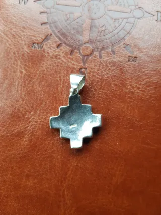 Cruz plata 925 mexico con mosaico gemas naturales