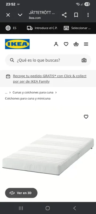 Colchón de cuna uno es de ikea y otro es de lo mon