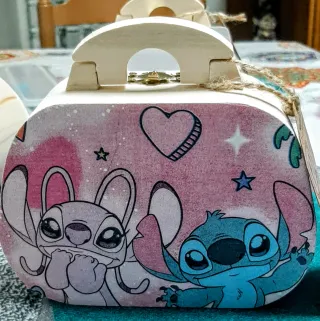 Bolso artesanal madera Lilo & Stitch