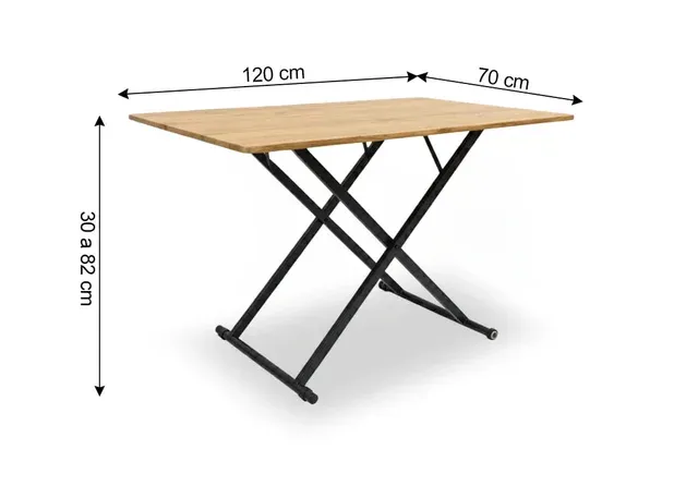 Mesa abatible madera patas metal