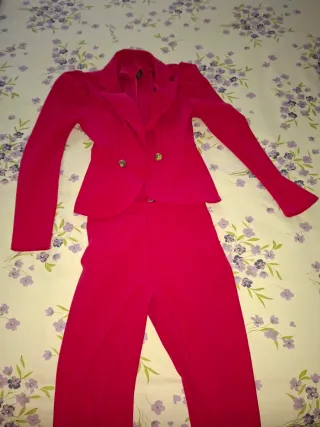 Traje de chaqueta rosa mujer