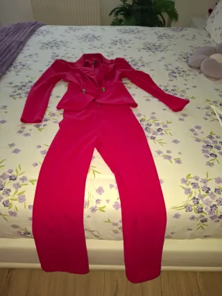 Traje de chaqueta rosa mujer