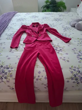 Traje de chaqueta rosa mujer