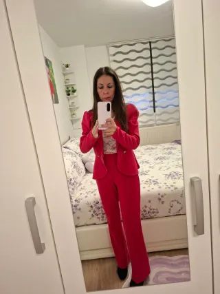 Traje de chaqueta rosa mujer