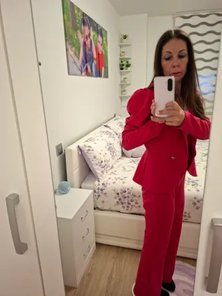 Traje de chaqueta rosa mujer