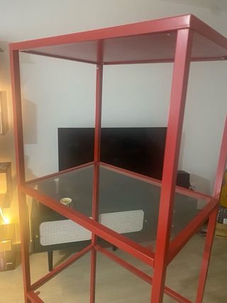 Estantería Decorativa Roja Cristal y Metal