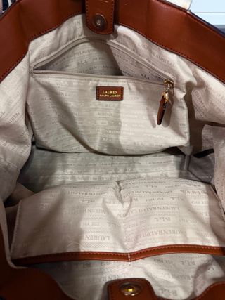 Bolso Tote Ralph Lauren Rayas Marrón