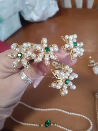 Aderezo Fallera niña Oro y Verde