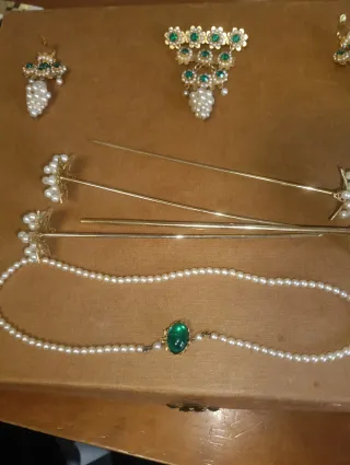 Aderezo Fallera niña Oro y Verde