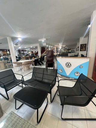 Set Exterior Negro 2 Sillones + Mesa