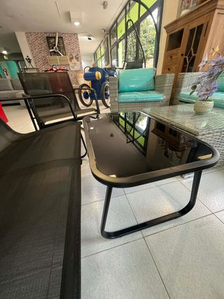 Set Exterior Negro 2 Sillones + Mesa