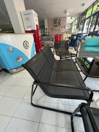 Set Exterior Negro 2 Sillones + Mesa