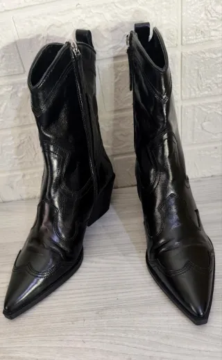 Botines cowboy piel negros
