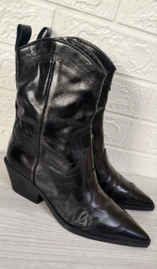 Botines cowboy piel negros