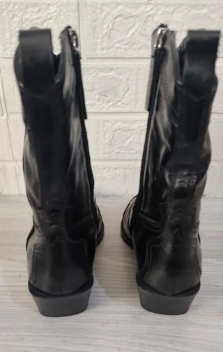 Botines cowboy piel negros