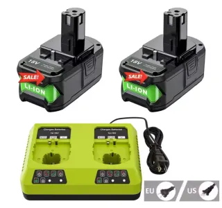 Cargador Con 2 Baterías P108 18V Para Ryobi nuevo