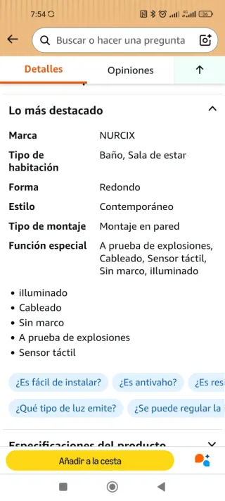 Espejo semicircular sin marco 60x90