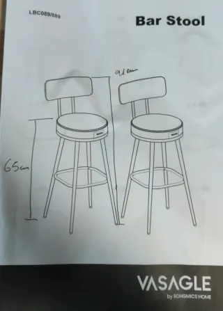 Taburete Vasagle Negro Giratorio