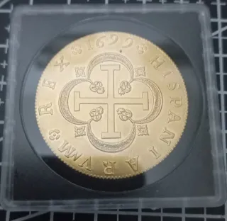 1699 ESPAÑA MONEDA ANTIGUA BAÑADA EN ORO