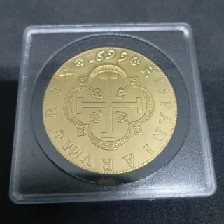 1699 ESPAÑA MONEDA ANTIGUA BAÑADA EN ORO