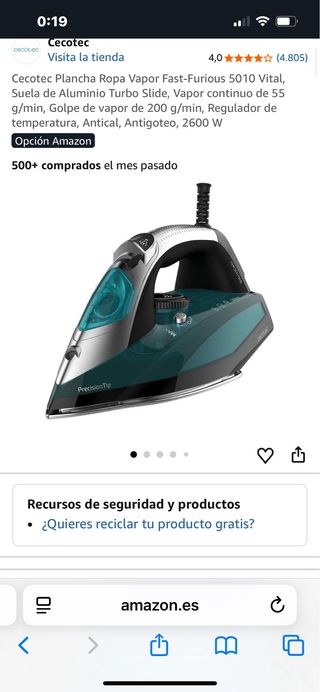 Cecotec Plancha Vapor Fast-Furious 5010 Vital