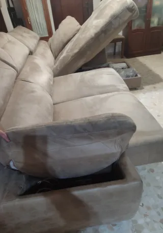 Chaiselongue piel de melocotón beige