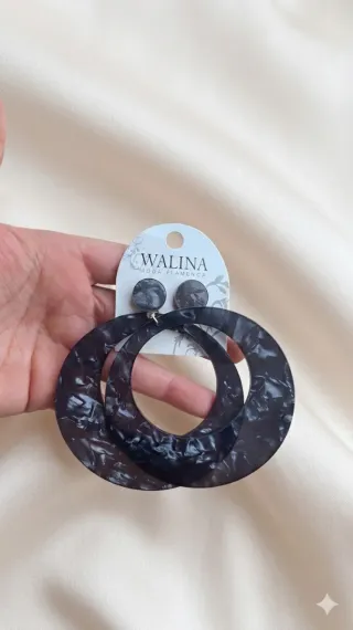 Pendientes Walina Aro Doble Negro Gris